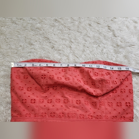 J CREW Factory NWT Eyelet Strapless Dress Salmon Pink Sz 6 - Picture 5 of 9